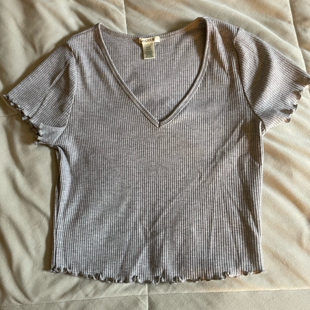 Grey Cropped V-Neck Bozzolo Tanktop
